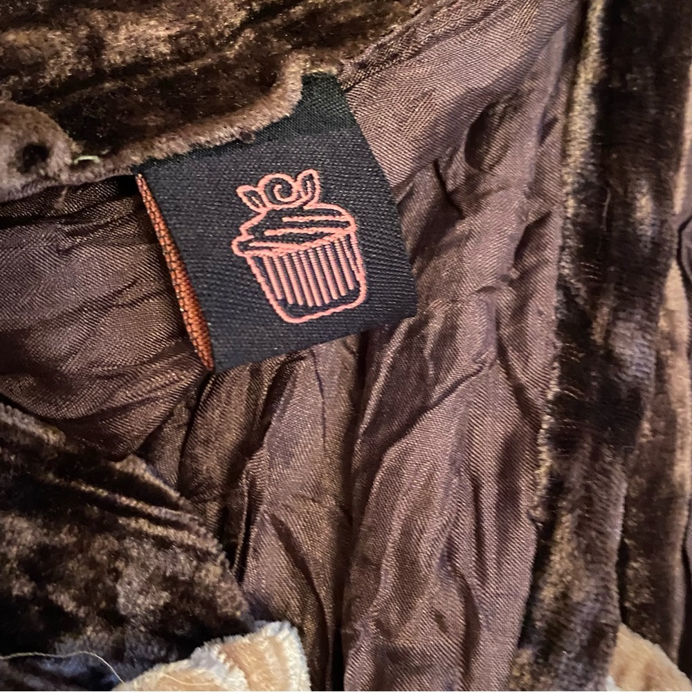SCARF BROWN TAN CRINKLE VELVET LONG RECTANGLE BOHEMIAN ACCESSORY - Picture 8 of 8